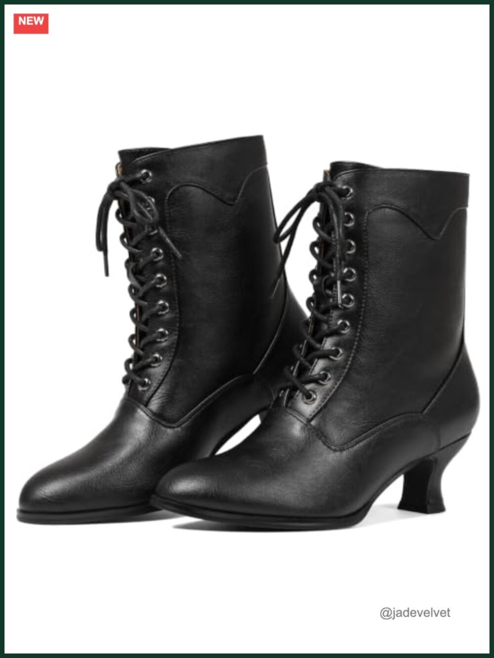 Victorian Ankle Boots Women PU Leather Block Heel Witch Renaissance